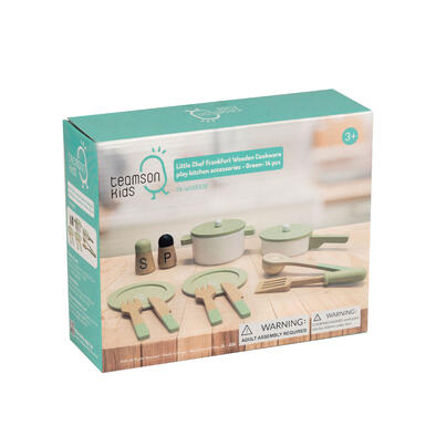 Teamson Wooden Cookware 14 Pieces Green